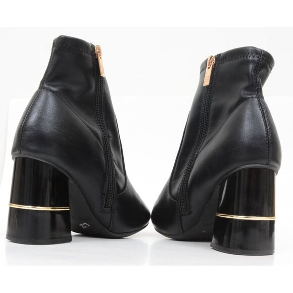 London Fog  Jericho Chunky Ankle Booties Black Vegan Leather Boots Womens 6.5M - Picture 6 of 11